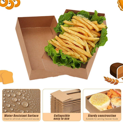 50PCS Disposable Kraft Paper Takeout Lunch Box Picnic Dessert Food Packing