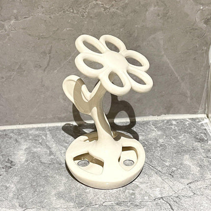 6 Slots Ceramic Toothbrush Holder Flower Shaped Makeup Brush Bathroom Shelf