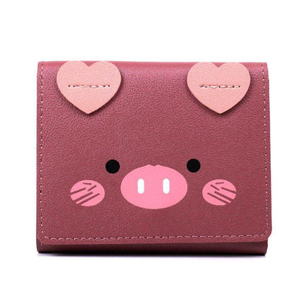 Womens Cute Cartoon Short Wallet Small Three Fold Multi Card Holder Wallet