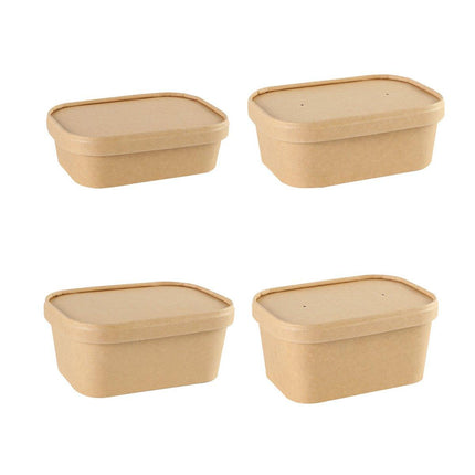 50pcs Kraft Lunch Boxes Picnic Bento Light Lunch Boxes Eco Friendly Containers