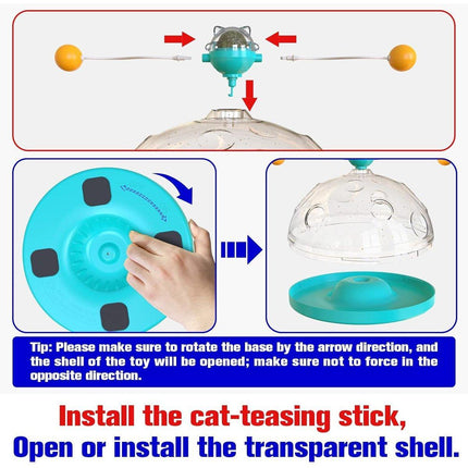 Interactive Windmill Cat Teaser Toy Treasure Box with Stick Fun Play for Pets