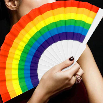 6pcs Rainbow Folding Hand Fans in Six Colors Party Decor Travel Pocket Fans
