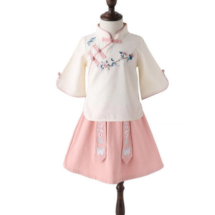 Chinese Hanfu Dress Set Girls Traditional Tang Suit Summer Outfit Cultural