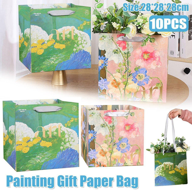 10pcs Floral Oil Painting Tote Bags Gift Packaging for Chinese Valentine's Day