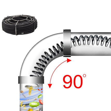 12M Plumber Drain Snake Pipe Cleaner with 6 Drill Bits Black Pipeline Sewer Tool