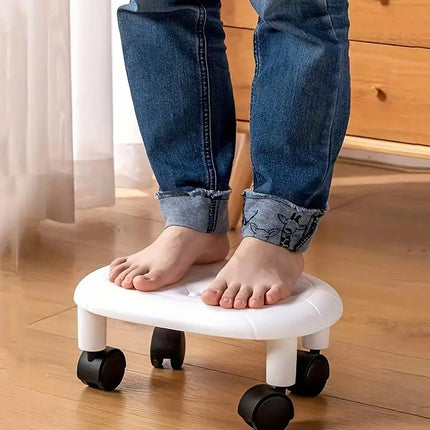 Imitation Leather Low Stool with Wheels Modern Bedroom Living Room Plastic Bench