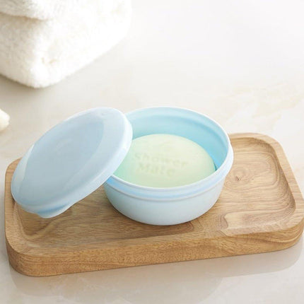 4PCS Round Portable Bathroom Soap Box Lid Travel Soap Holder Draining Soap Dish