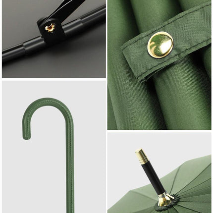 Large 16 Bone Automatic Umbrella Unisex Long Handle Dual Use Rain Sun Umbrella