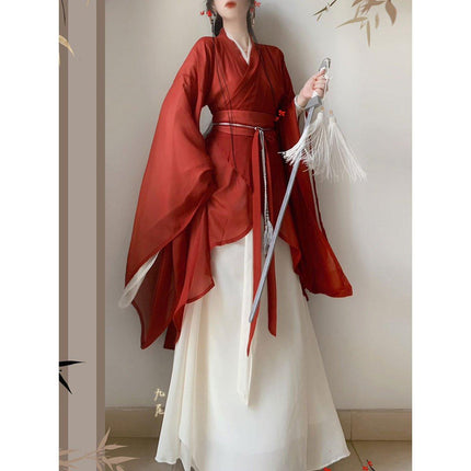 Womens Hanfu Wei Jin Style Big Sleeve Dress Northern Southern Dynasty