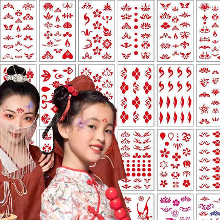 Chinese Forehead Stickers Waterproof Face Tattoo Eyebrow Makeup Decal Children - Aimall
