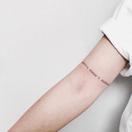 Devil Does Not Sleep English Tattoo Darkly Temporary Body Art Sticker Waterproof - Aimall