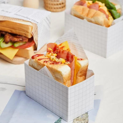 250PCS Packaging Box Sandwich Box Wrapping Paper Breakfast Hamburger Kitchen S - Aimall