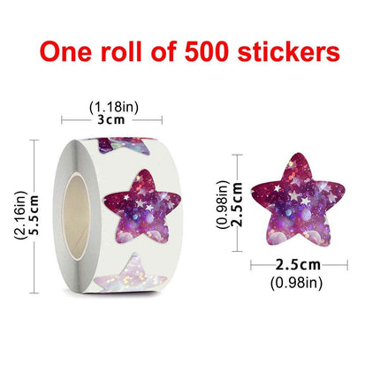 6Rolls Self-Adhesive Star Space Stickers Decorative Sticker Label Roll Bonus Set