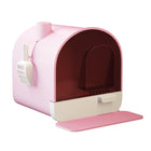 Fully Enclosed Cat Litter Pan Large Litter Box with Drawer Cat Toilet Tray
