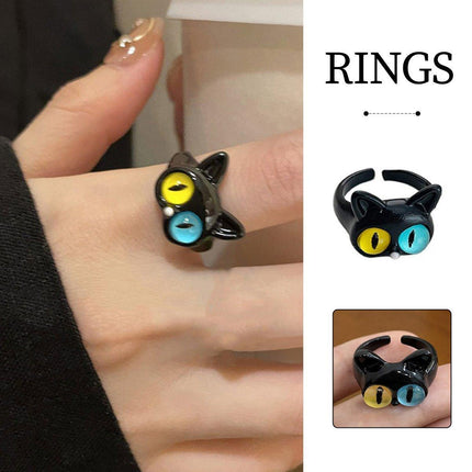 Open Ring Women's Cute Kitty Black Cat Monster Cyber Popular Sweet Ring