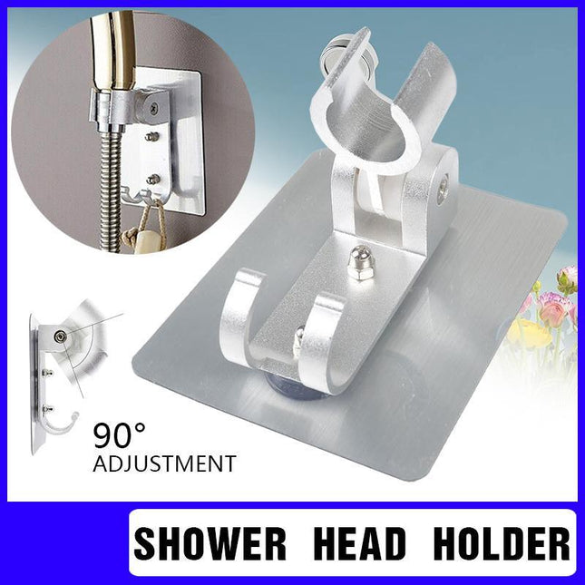 Adjustable Bracket Suction Shower Head Handset Holder Bathroom Wall Mount +Hooks - Aimall