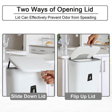 Wall Mounted Kitchen Trash Can with Sliding Lid Hanging Waste Bin for Household