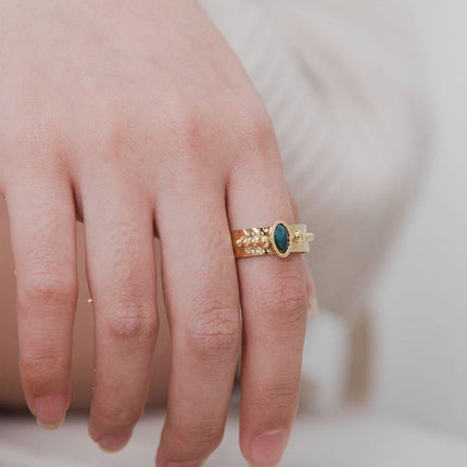 Natural Stone Ring Women Adjustable Boho Gemstone Fashion Jewelry Gift