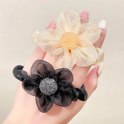 Women Gauze Flower hairband Mesh Bow Hair Claw Hair Grab Clip Hair Accessories - Aimall