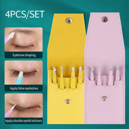 Eyelash Curler Oblique Tip Tweezers Flat Eyebrow Clip Makeup Tool Trimming