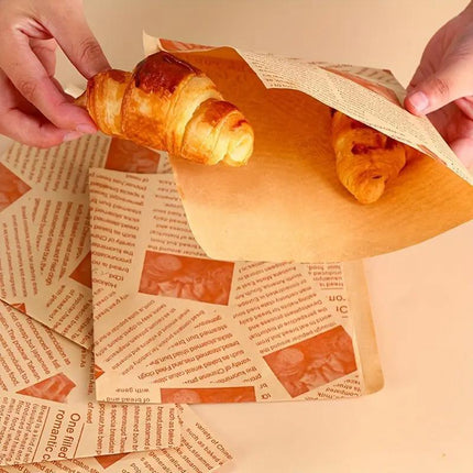 200PCS Vintage Newspaper Print Kraft Paper Bags Eco-Friendly Food Packaging