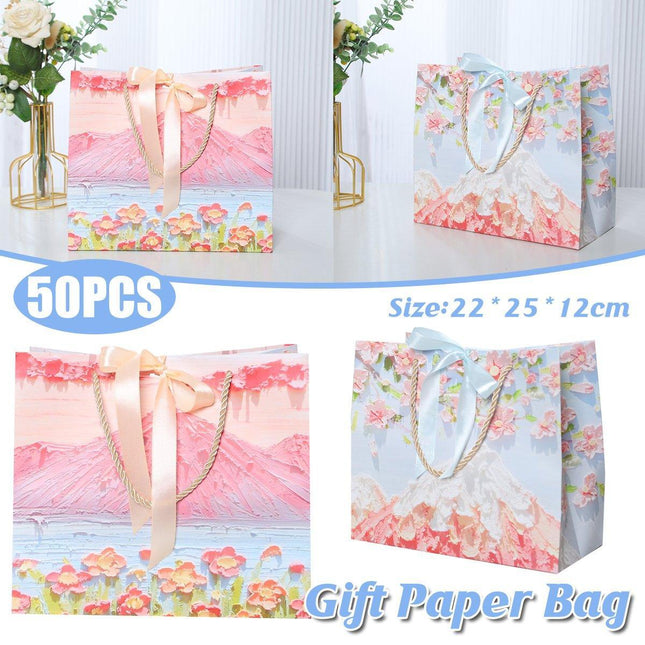 50PCS Cloud Mountain Petals Cream Wind Stereo Oil Painting Paper for Gift Wrapping
