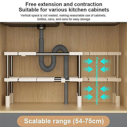 Expandable Kitchen Shelf Cabinet Organizer Tiered Storage Rack for Home Use