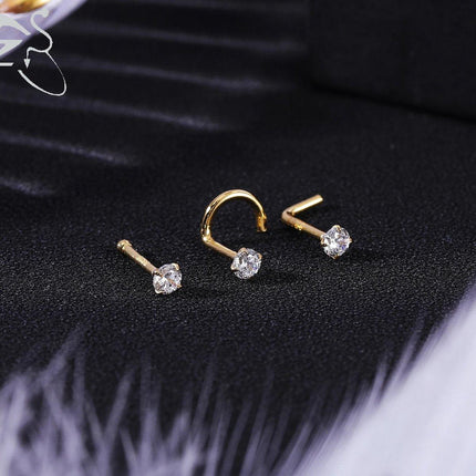 Stainless Steel Nosepiece with Gold Nose Stud Stylish Piercing Jewellery Women