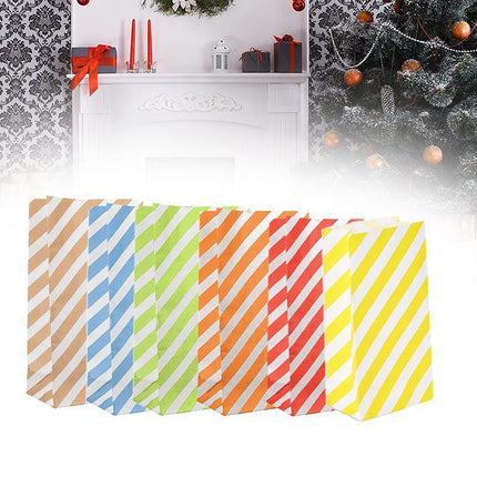 100X Colourful Plaid Kraft Paper Bag Candy Cookie Snack Cake Gift Bags 13*8*24CM - Aimall
