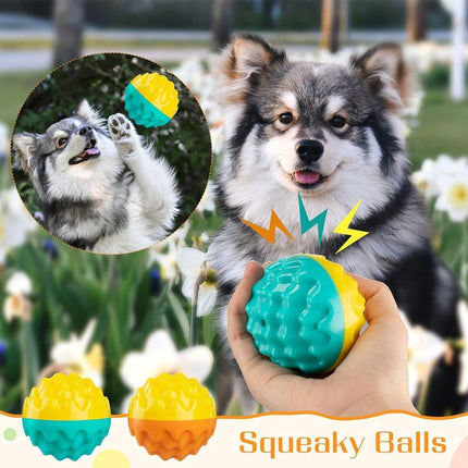 Dog Chew Ball Toy Elastic Teething Ball with Sound Interactive Puppy Play