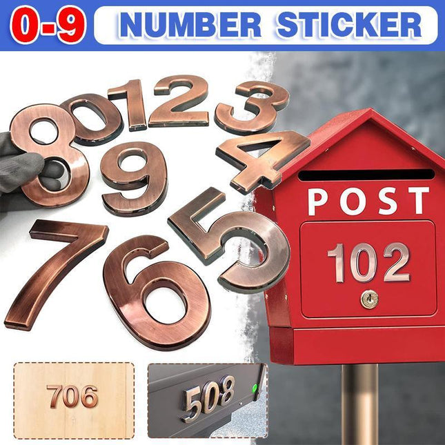 Bronze number sticker for indoor use