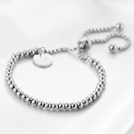 Ladies 18K Gold Plated Titanium Steel Chain Bead Ball Bracelet Cuff Gift - Aimall