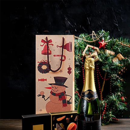 20PCS Christmas Wine Bottle Gift Bags Kraft Paper Red Wine Bag Holiday Set