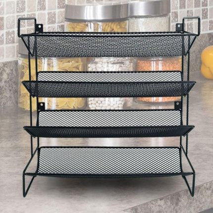 Black Four Tier Kitchen Shelf Organizer Storage Rack for Home Organization Use