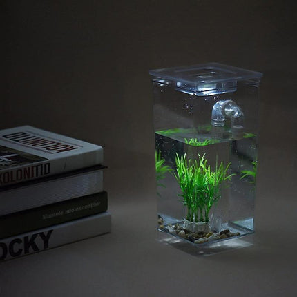 Small Fish Tank Self Cleaning Aquarium Complete Kit with Light Gravity Clean - Aimall