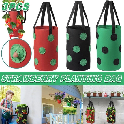 3pcs Hanging Planter Bags for Strawberry Growing Horticultural Nursery Use