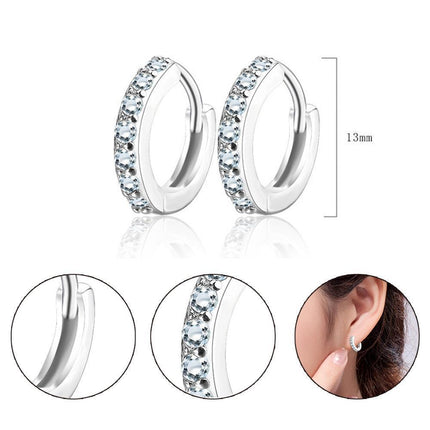 1 Pair Woman Hoops Stud Earring Gem Stone Diamond Ear Ring Piercing Jewellery - Aimall