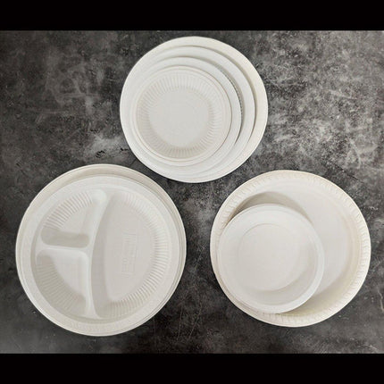 100pcs Corn Starch Degradable Dinner Plates Bone Dish Fruit Plate Simple Party