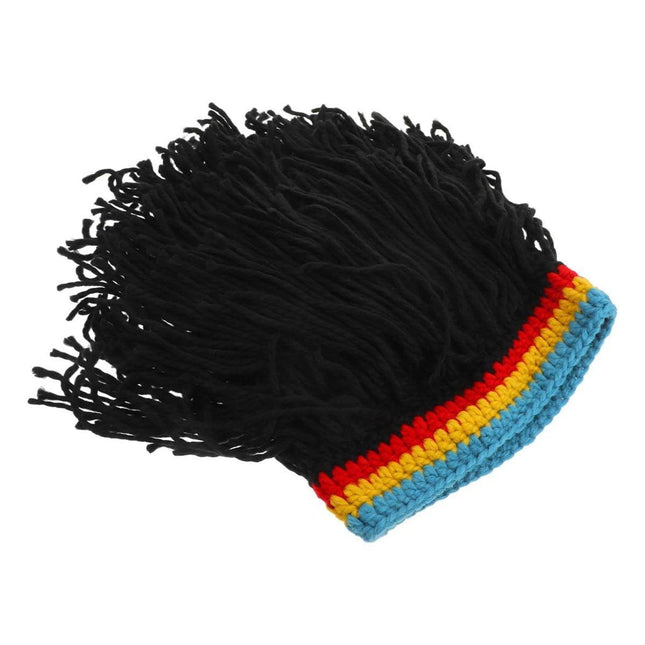 Quirky Warm Knitted Wig Hat Hip Hop Wool Cap for Men and Women with Braided