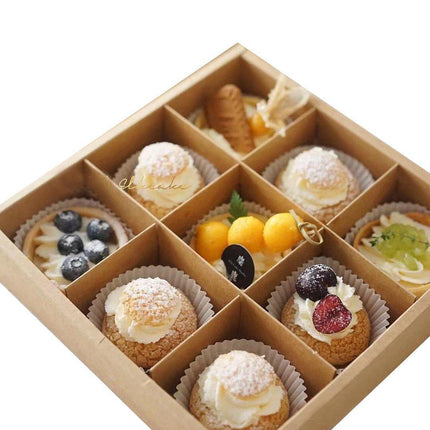 Clear Plastic Nine-grid Cake Box Pack of 10 Storage Containers High Quality