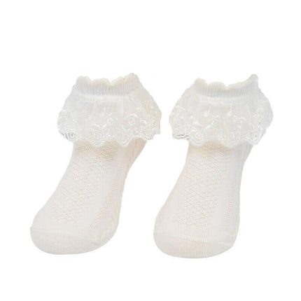 Girls Kids Lace Ruffle Ankle Short Socks Frilly Toddler Princess Socks 0-9 Yrad M Size - Aimall