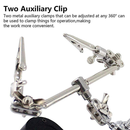 LED Magnifier Stand Holder Soldering Iron Tool Third Hand Helping Station