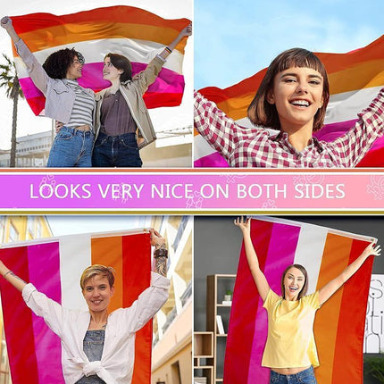150x90CM Sunset Lesbian Flag LGBT Rainbow Pride Mardi Gras Party Heavy Duty New - Aimall