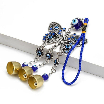 4PCS Evil Eye Butterfly Wind Chime Crystal Bell Hanging Ornament Car Decor