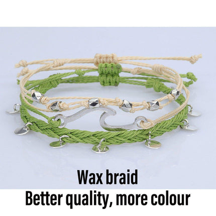 Boho Chic Woven Bracelet Anklet Adjustable Three Piece Beach Ornament
