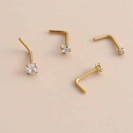 Stainless Steel Nosepiece with Gold Nose Stud Stylish Piercing Jewellery Women