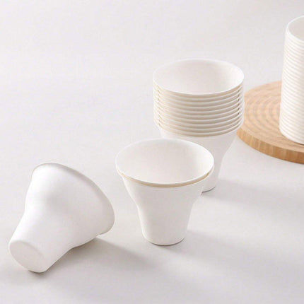 50pcs Disposable Ice Cream Cups Degradable Sugarcane Pulp Eco-Friendly Party