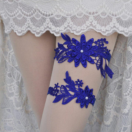 4pcs Blue Lace Garter Set Elegant Leg Loop Garters for Women Bridal Accessories