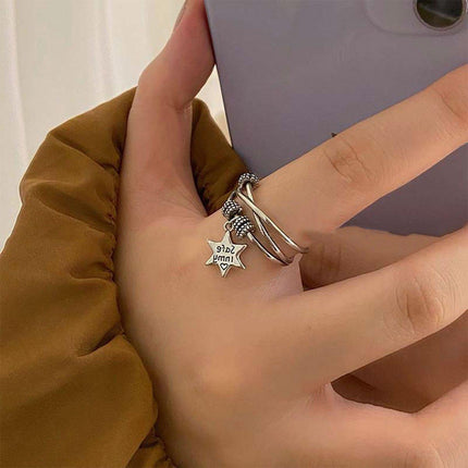 Simple Adjustable Star Opening Ring Couple Jewelry Niche Design Unisex Ring