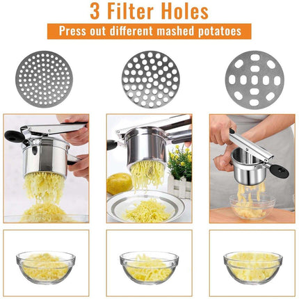 Stainless Steel Manual Potato Masher Fruit Juicer Grinder for Kitchen Use